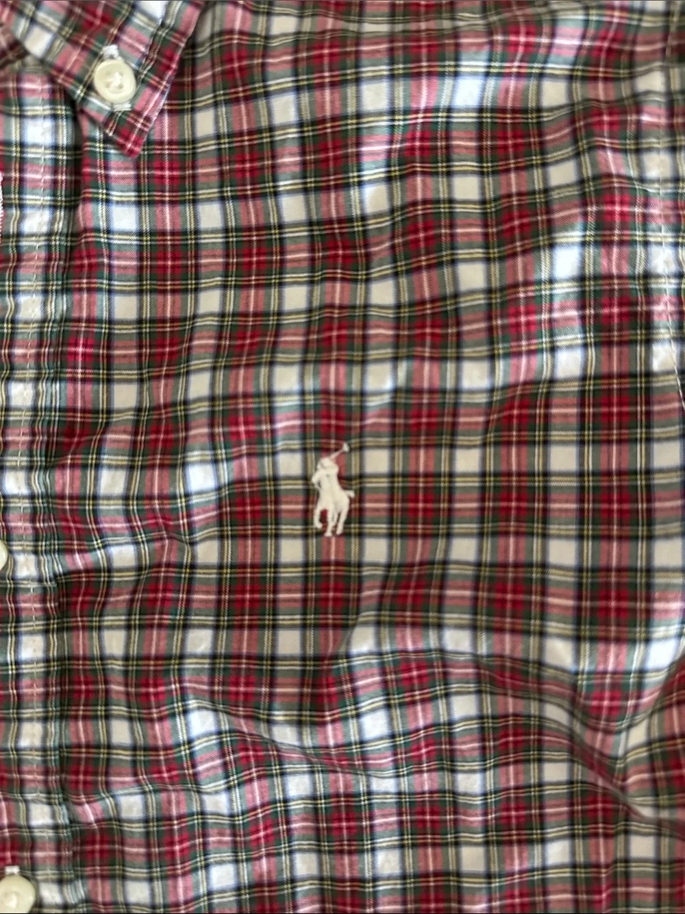 Ralph Lauren boys  Red & White Plaid Button-Down Shirt. Size 7.